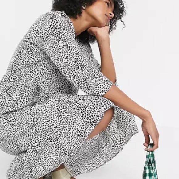 Asos midi smock dress in mono spot print - Picture 5 of 7